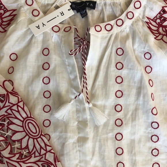 Anthropology Embroidered Beautiful Linen Blouse XS - Picture 3 of 8